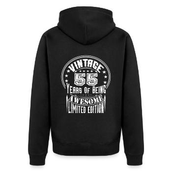 Vintage 55 ans d’être génial édition limitée - Veste à capuche bio Premium Unisexe - noir - Dos - Nico (187cm)