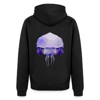 Geometrisches Quallen -Polygon -Tiefpoly -Meeresti - Unisex Premium Bio Zip Hoodie - Schwarz - Hinten - Nico (187cm)