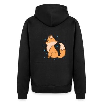 Fuchs ist aufmerksam Wildtier Rotfuchs - Unisex Premium Bio Zip Hoodie - Schwarz - Hinten - Nico (187cm)