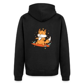 Fox surfs on the water Animal Nature - Unisex Premium Organic Zip Hoodie - black - Back - Nico (187cm)