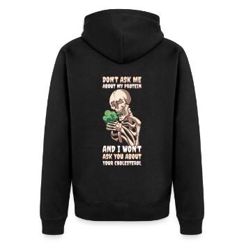 Dont Ask Me About My Protein Vegan Geschenk - Unisex Premium Bio Zip Hoodie - Schwarz - Hinten - Nico (187cm)