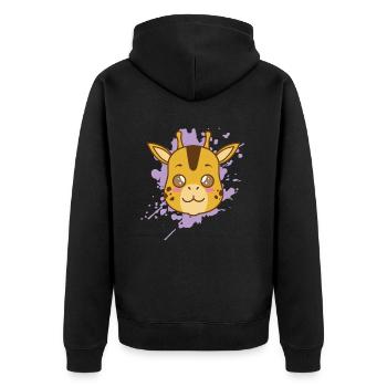 Giraffe im japanischen Kawaii Stil Tier - Unisex Premium Bio Zip Hoodie - Schwarz - Hinten - Nico (187cm)