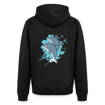 Dolphins in Japanese kawaii style animal - Unisex Premium Organic Zip Hoodie - black - Back - Nico (187cm)