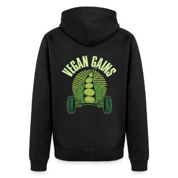 Vegan Gains Vegan Gift - Unisex Premium Organic Zip Hoodie - black - Back - Nico (187cm)
