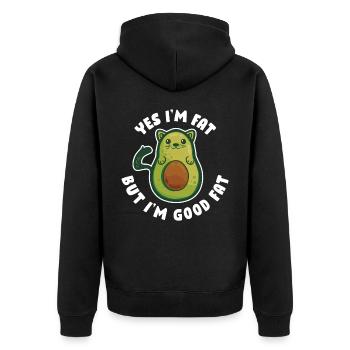 Yes Im Fat But Im Good Fat Avocado Geschenk - Unisex Premium Bio Zip Hoodie - Schwarz - Hinten - Nico (187cm)