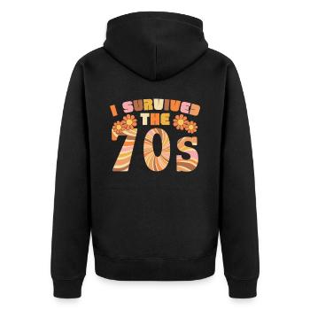 J’ai survécu aux années 70 1970 Seventies Party 1970s - Veste à capuche bio Premium Unisexe - noir - Dos - Nico (187cm)