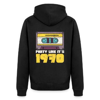 Party wie 1970 Siebziger Party der 1970er - Unisex Premium Bio Zip Hoodie - Schwarz - Hinten - Nico (187cm)