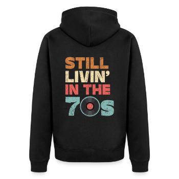 Still Livin' In The 70's 1970 Vintage Party 1970s - Veste à capuche bio Premium Unisexe - noir - Dos - Nico (187cm)