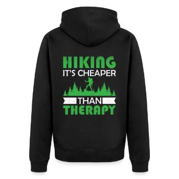 Bouldering Climbing - Hiking It's Cheaper Than The - Unisex Premium Bio Zip Hoodie - Schwarz - Hinten - Nico (187cm)