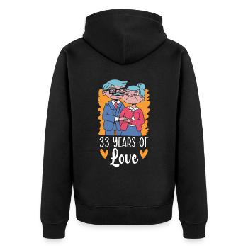 33 Jahre Liebe Hochzeit Jahrestag Ehe - Unisex Premium Bio Zip Hoodie - Schwarz - Hinten - Nico (187cm)
