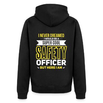 Funny Safety Officer saying - Unisex Premium Organic Zip Hoodie - black - Back - Nico (187cm)