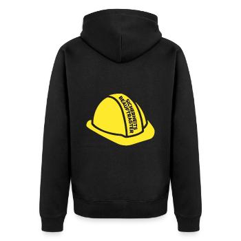 Witziges Sicherheitsbeauftrager Design - Unisex Premium Bio Zip Hoodie - Schwarz - Hinten - Nico (187cm)