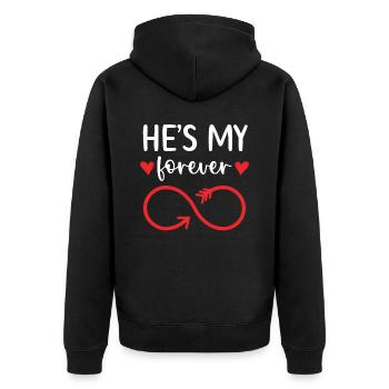 Er ist meine Ehe zum ewigen Hochzeitstag - Unisex Premium Bio Zip Hoodie - Schwarz - Hinten - Nico (187cm)