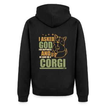 Dieu Bonheur Corgi Chien Dicton - Veste à capuche bio Premium Unisexe - noir - Dos - Nico (187cm)