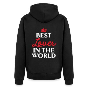 Bester Liebhaber in der Welt Hochzeitstag - Unisex Premium Bio Zip Hoodie - Schwarz - Hinten - Nico (187cm)
