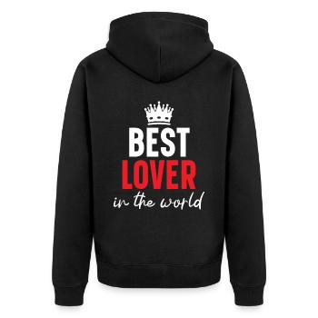 Bester Liebhaber in der Welt Hochzeitstag - Unisex Premium Bio Zip Hoodie - Schwarz - Hinten - Nico (187cm)