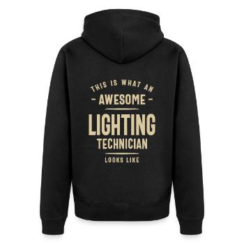 Toller Lichttechniker-Job - Unisex Premium Bio Zip Hoodie - Schwarz - Hinten - Nico (187cm)