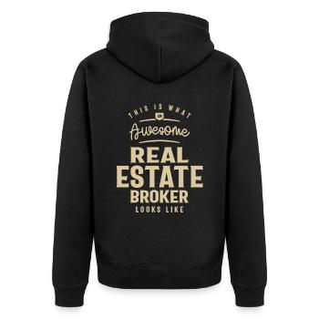 Awesome Real Estate Broker Job - Unisex Premium Organic Zip Hoodie - black - Back - Nico (187cm)