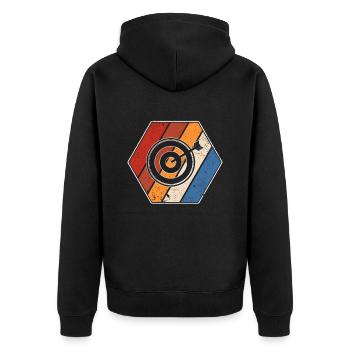 Darts Retro - Unisex Premium Organic Zip Hoodie - black - Back - Nico (187cm)