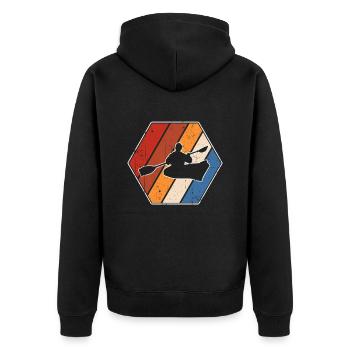Kanusport Retro - Unisex Premium Bio Zip Hoodie - Schwarz - Hinten - Nico (187cm)