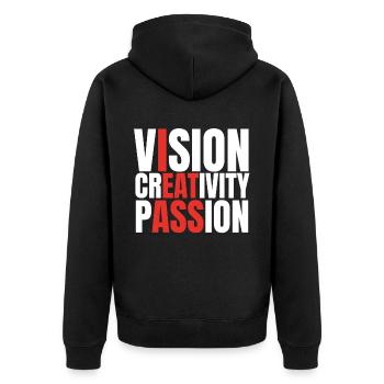 Vision Creativity Passion Funny Adult Humor - Unisex Premium Organic Zip Hoodie - black - Back - Nico (187cm)