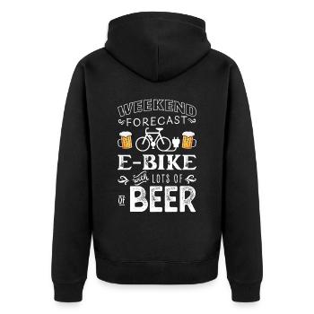Funny Weekend Forecast EBike & Beer - Unisex Premium Organic Zip Hoodie - black - Back - Nico (187cm)
