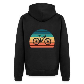 E Bike Cycling Electric Bike Vintage Sunset Gift - Unisex Premium Organic Zip Hoodie - black - Back - Nico (187cm)