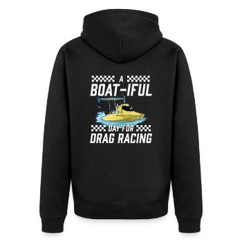 Drag Boat Racing I Drag Boat Driver Speedboat - Unisex Premium Bio Zip Hoodie - Schwarz - Hinten - Nico (187cm)