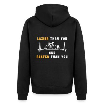 Lazier than you Faster than you Ebike Funny - Unisex Premium Organic Zip Hoodie - black - Back - Nico (187cm)