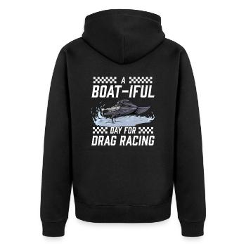 Drag Boat Racing I Drag Boat Driver Speedboat - Unisex Premium Bio Zip Hoodie - Schwarz - Hinten - Nico (187cm)