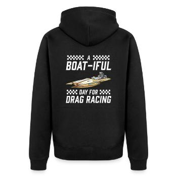 Drag Boat Racing I Drag Boat Driver Speedboat - Unisex Premium Bio Zip Hoodie - Schwarz - Hinten - Nico (187cm)