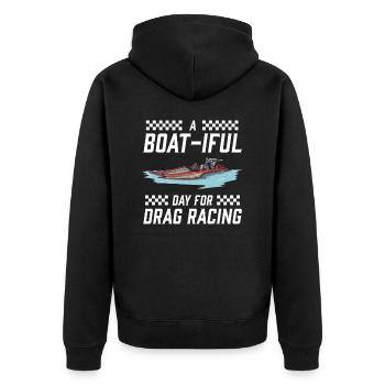 Drag Boat Racing I Drag Boat Driver Speedboat - Unisex Premium Bio Zip Hoodie - Schwarz - Hinten - Nico (187cm)