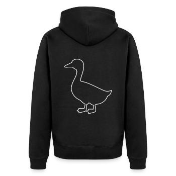 Ente Silhouette Ente Enten Vogel - Unisex Premium Bio Zip Hoodie - Schwarz - Hinten - Nico (187cm)