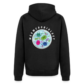 Meowcrobiology, Microbiology Cats - Unisex Premium Organic Zip Hoodie - black - Back - Nico (187cm)