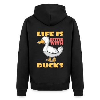 Life Is Better With Ducks Ente Enten - Unisex Premium Organic Zip Hoodie - black - Back - Nico (187cm)