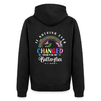 Would there be no butterflies - Unisex Premium Organic Zip Hoodie - black - Back - Nico (187cm)