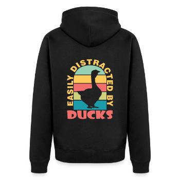 Easily Distracted By Ducks Ducks Bird - Unisex Premium Organic Zip Hoodie - black - Back - Nico (187cm)