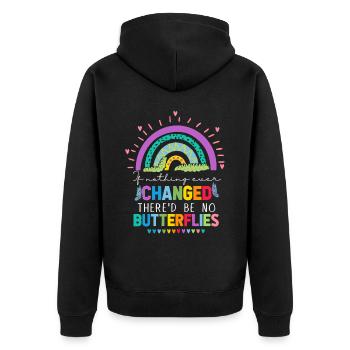 Would there be no butterflies - Unisex Premium Organic Zip Hoodie - black - Back - Nico (187cm)