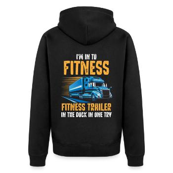 LKW -Fahrer, Trucker, Fahrwagen Fahren - Unisex Premium Bio Zip Hoodie - Schwarz - Hinten - Nico (187cm)