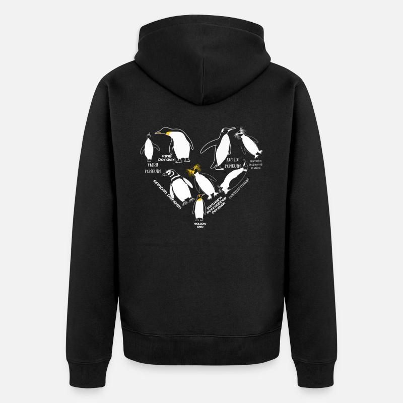 Pingouins, Pingouins, Amateurs de Pingouins - Veste à capuche bio Premium Unisexe - noir
