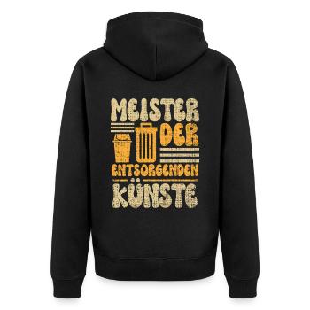 Müll Müllwagenfahrer Recycling Müllmänner Müllmann - Unisex Premium Bio Zip Hoodie - Schwarz - Hinten - Nico (187cm)