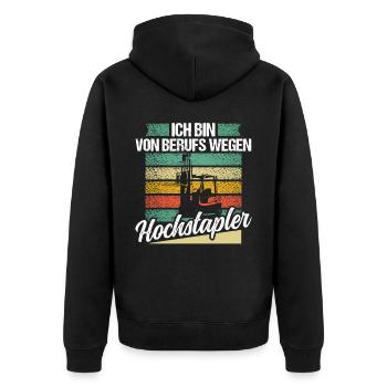 Lagerist Gabelstapler Gabelstaplerfahrer - Unisex Premium Bio Zip Hoodie - Schwarz - Hinten - Nico (187cm)