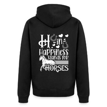 Pferd Reiterin Pferdeliebhaberin Pferdesportler - Unisex Premium Bio Zip Hoodie - Schwarz - Hinten - Nico (187cm)