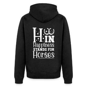 Pferd Reiterin Pferdeliebhaberin Pferdesportler - Unisex Premium Bio Zip Hoodie - Schwarz - Hinten - Nico (187cm)