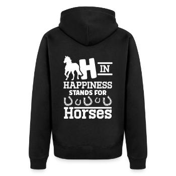 Pferd Reiterin Pferdeliebhaberin Pferdesportler - Unisex Premium Bio Zip Hoodie - Schwarz - Hinten - Nico (187cm)