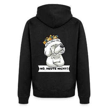 Stur Bichon Frisé Hund Gelockter Bichon Mit Krone - Unisex Premium Bio Zip Hoodie - Schwarz - Hinten - Nico (187cm)