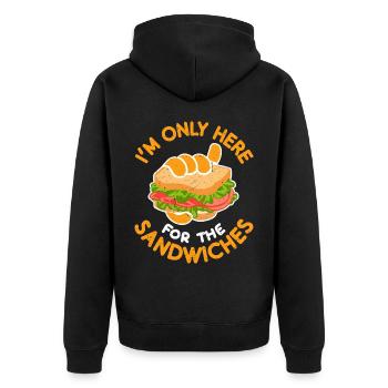 I'm only here for the sandwiches - Unisex Premium Organic Zip Hoodie - black - Back - Nico (187cm)