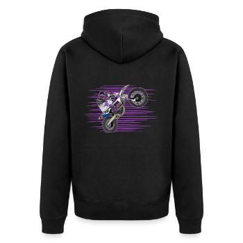 Motocross / Enduro / Freestyle mx / Dirtbike retro - Unisex Premium Bio Zip Hoodie - Schwarz - Hinten - Nico (187cm)