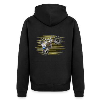Motocross / Enduro / Freestyle mx / Dirtbike retro - Unisex Premium Bio Zip Hoodie - Schwarz - Hinten - Nico (187cm)