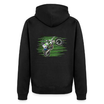 Motocross / Enduro / Freestyle mx / Dirtbike retro - Unisex Premium Organic Zip Hoodie - black - Back - Nico (187cm)